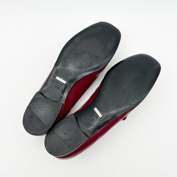 GUCCI Kira Horsebit Red Loafer Size 38.5 Glossy Patent Leather Slip On Flats - Picture 12 of 12